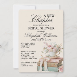 Elegant Floral A New Chapter Bridal Shower  招待状