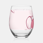 Elegant Floral Abstract Pink Blue Custom Name ステムなしワイングラス (右)