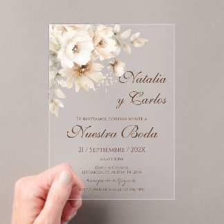 Elegant Floral Acrylic Wedding Invitation アクリル招待状