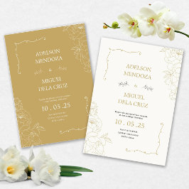 Elegant Floral and Minimalist wedding invitation 招待状