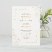 Elegant Floral and Minimalist wedding invitation 招待状 (スタンド正面)