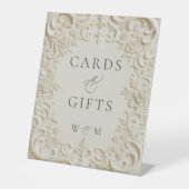 Elegant Floral Antique Ivory Cards & Gifts Wedding 台座サイン (正面)