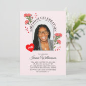 Elegant Floral ANY AGE Photo JANUARY Birthday 招待状 (スタンド正面)