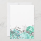Elegant Floral Aqua Silver Save the Date 招待状 (裏面)