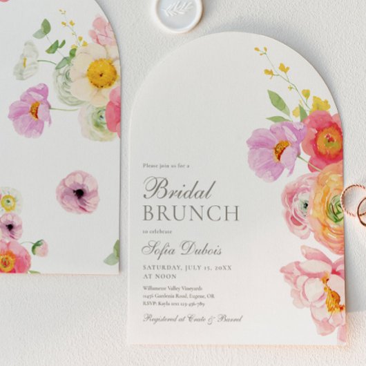 Elegant Floral Arch Bridal Shower Invitation 招待状