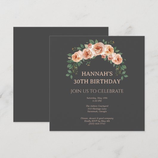 Elegant Floral Arch Frame Birthday Invitation (正面/裏面)