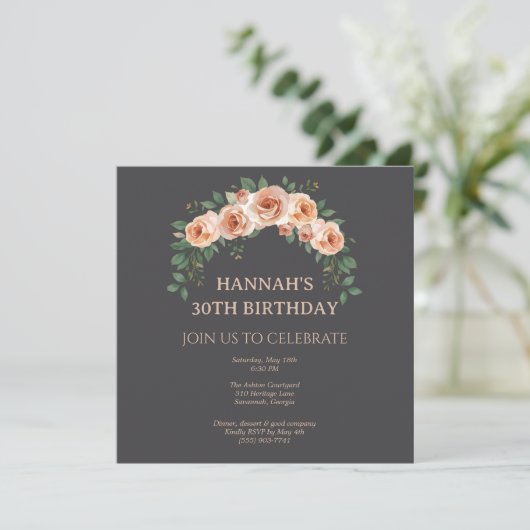 Elegant Floral Arch Frame Birthday Invitation (スタンド正面)