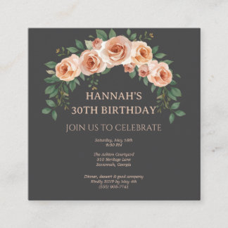 Elegant Floral Arch Frame Birthday Invitation エンクロージャーカード