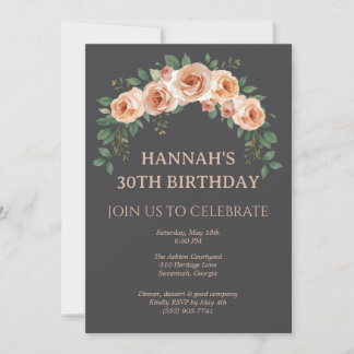 Elegant Floral Arch Frame Birthday Invitation 招待状