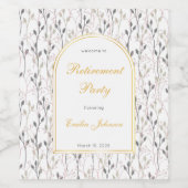 Elegant Floral Arch Retirement Party  ワインラベル (シングルラベル)