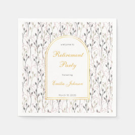 Elegant Floral Arch Retirement Party Paper Napkins スタンダードカクテルナプキン