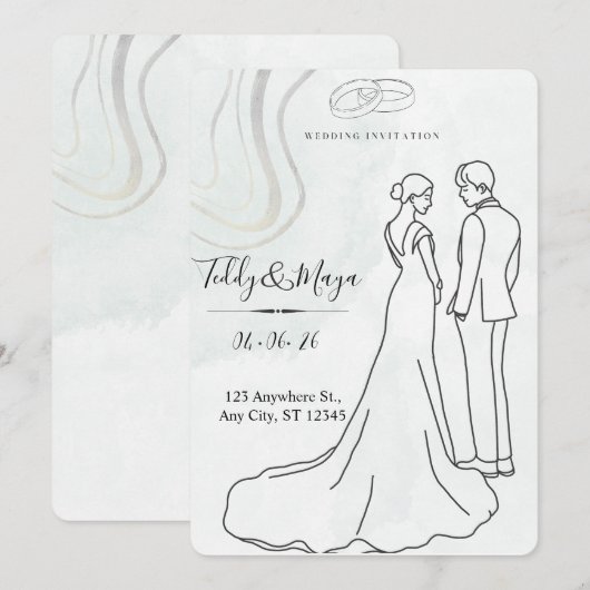 Elegant Floral Arch Wedding Suite 招待状 (正面/裏面)