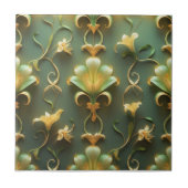 Elegant Floral Art Nouveau Ceramic Tile タイル (正面)