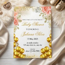Elegant Floral Baby Shower 招待状