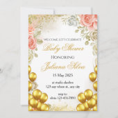 Elegant Floral Baby Shower 招待状 (正面)