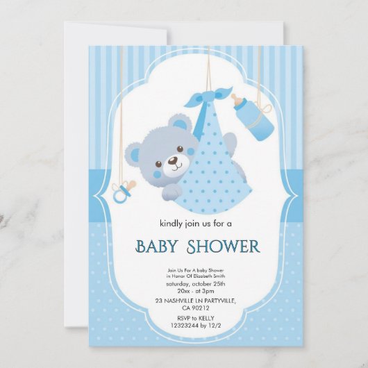 Elegant Floral Baby Shower Invitation 招待状 (正面)
