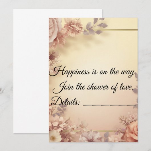 Elegant Floral Baby Shower Invitation  招待状 (正面/裏面)