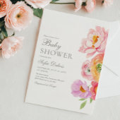 Elegant Floral Baby Shower Invitation 招待状