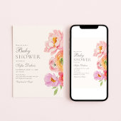 Elegant Floral Baby Shower Invitation 招待状