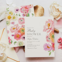 Elegant Floral Baby Shower Invitation 招待状