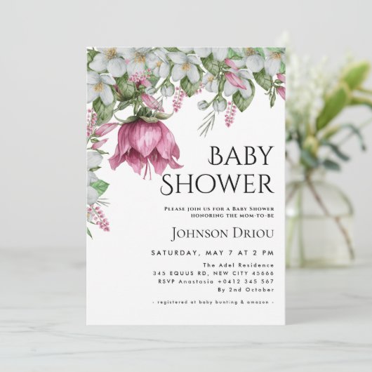 Elegant Floral Baby Shower Invitation 招待状 (スタンド正面)