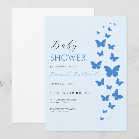 Elegant Floral Baby Shower Invitation Customizable 招待状 (正面/裏面)