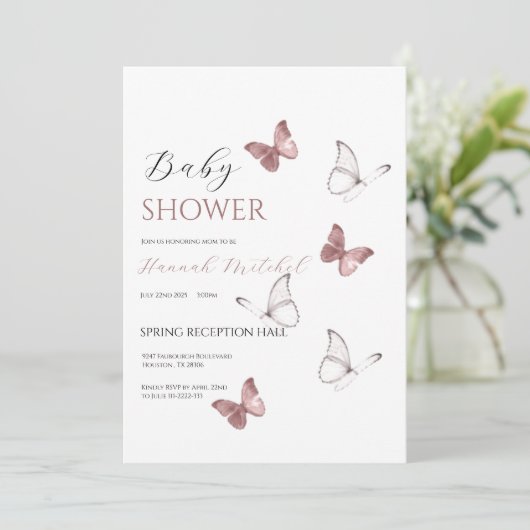 Elegant Floral Baby Shower Invitation Customizable 招待状 (スタンド正面)