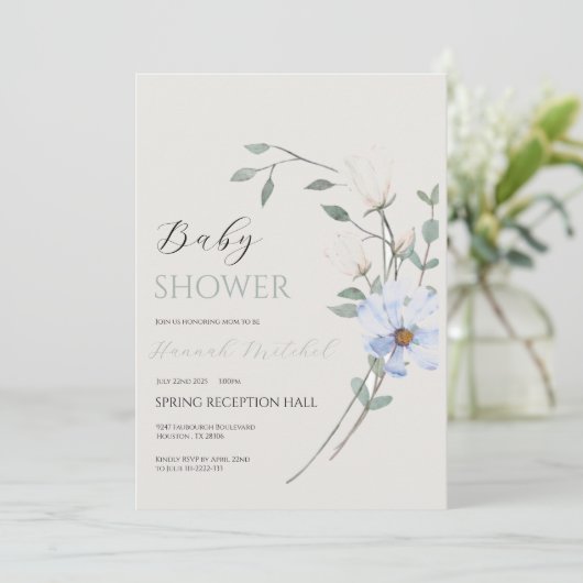 Elegant Floral Baby Shower Invitation Customizable 招待状 (スタンド正面)