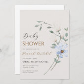 Elegant Floral Baby Shower Invitation Customizable 招待状 (正面/裏面)