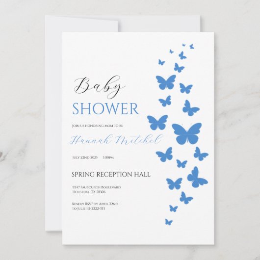 Elegant Floral Baby Shower Invitation Customizable 招待状 (正面)