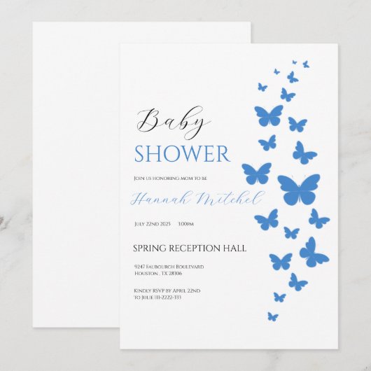 Elegant Floral Baby Shower Invitation Customizable 招待状 (正面/裏面)