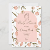 Elegant Floral Baby Shower Invitation – Pink Tulip (正面)