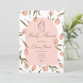 Elegant Floral Baby Shower Invitation – Pink Tulip (スタンド正面)