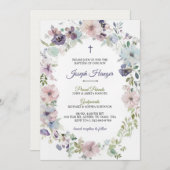 Elegant floral baptism Invitation  招待状 (正面/裏面)