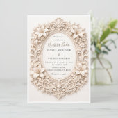 Elegant Floral Baroque Frame Nuestra Boda Wedding 招待状 (スタンド正面)