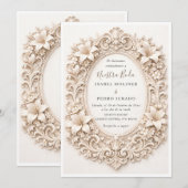 Elegant Floral Baroque Frame Nuestra Boda Wedding 招待状 (正面/裏面)