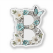Elegant Floral Bead Your Monogram B Vinyl Sticker シール (正面)