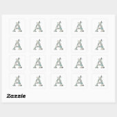 Elegant Floral Beaded Your Monogram A Stickers スクエアシール (シート)