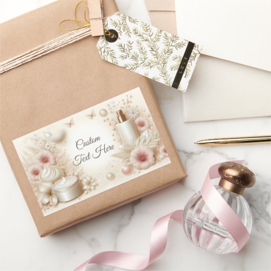 Elegant Floral Beauty Cosmetic Professional 長方形シール (ギフト)