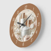 Elegant Floral Beauty Cosmetic Salon ラージ壁時計 (傾斜)