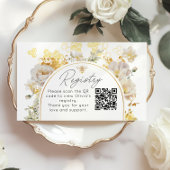 Elegant floral bee Registry QR Code エンクロージャーカード