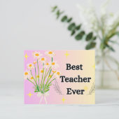 Elegant Floral Best Teacher Ever Gift Design ポストカード (スタンド正面)