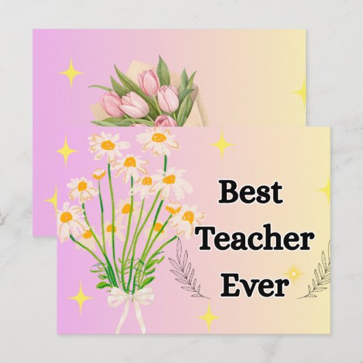 Elegant Floral Best Teacher Ever Gift Design ポストカード (正面/裏面)