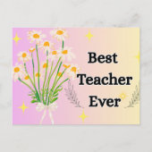 Elegant Floral Best Teacher Ever Gift Design ポストカード (正面)