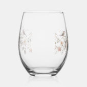 Elegant floral bird Monogram Script Name Bridal Sh ステムなしワイングラス (左)