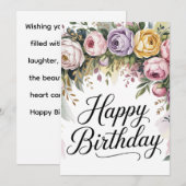 Elegant Floral Birthday Card – Watercolor Flowers シーズンカード (正面/裏面)
