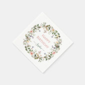 Elegant Floral Birthday – Custom Name Party Napkin スタンダードカクテルナプキン (角)