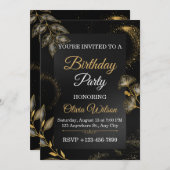 Elegant Floral Birthday Party Invitation 招待状 (正面/裏面)