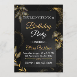 Elegant Floral Birthday Party Invitation 招待状
