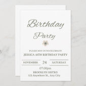 Elegant Floral Birthday Party Invitation – Minimal 招待状 (正面/裏面)